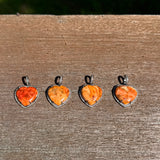Spiny Coral Heart with Pave Diamond Border Pendant