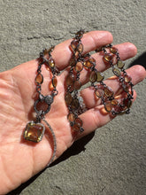 Smokey Quartz Bezel Necklace with Diamond Clasp. Citrine and Moon Pendants Included