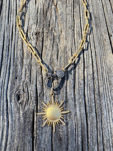 Matte Gold Large Paperclip Chain with Diamond Clasp