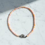 Peachy Pink Opal Beaded Necklace With Diamond Clasp
