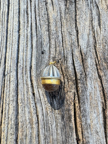 24k Gold with Amber and Silver Orb Pendant