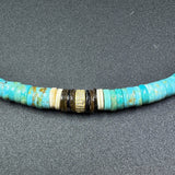 Gradual Turquoise Beaded Necklace with Diamond Center Bead