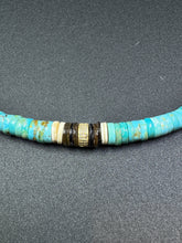 Gradual Turquoise Beaded Necklace with Diamond Center Bead