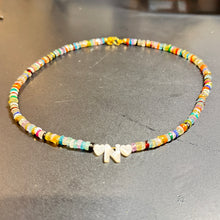 Multi Gemstone Necklace with Mother of Pearl Initial