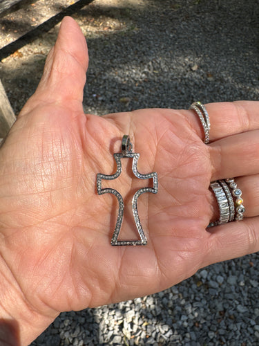 Open Pave Diamond Cross Pendant