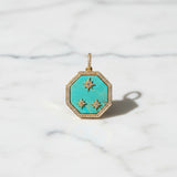 Iron Mountain Turquoise and Pave Diamond Pendants