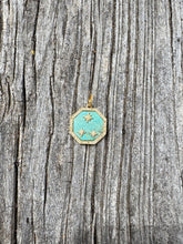 Kingman Turquoise and Pave Diamond Pendants