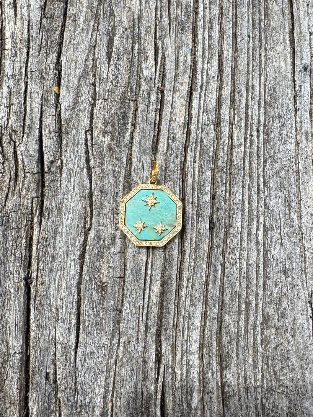 Kingman Turquoise and Pave Diamond Pendants