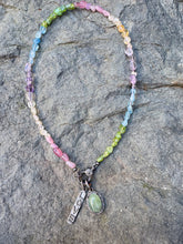 Medley of Gemstone Nuggets Beaded Necklace with Diamond Clasp