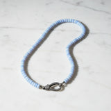 Angelite Smooth Beaded Necklace with Diamond Clasp