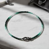 Green Emerald Ombré Beaded Necklace with Pave Diamond Clasp
