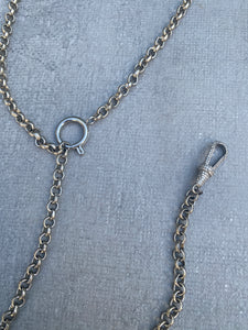 Hammered Rolo Chain Necklace with Springy Clasp and Pave Diamond Albert Clasp