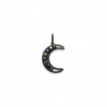 Labradorite and Diamond Crescent Moon Pendant