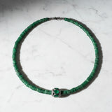 Emerald Beaded Necklace with Emerald and Diamond Center Bead