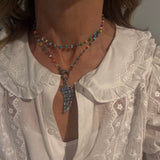 Mixed Opal Beaded Necklace with Diamond Clasp