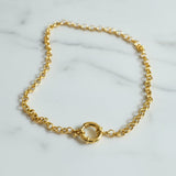 Sterling Silver with Gold Plating Rolo Chain with Round Spring Clasp