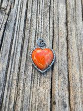 Spiny Coral Heart with Pave Diamond Border Pendant