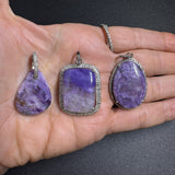Charoite and Diamond Pendants