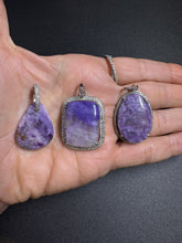 Charoite and Diamond Pendants