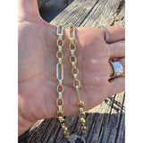 Fancy Paperclip Design Gold Chain Necklace with Diamond Clasp