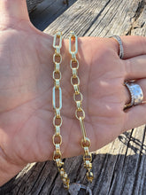 Fancy Paperclip Design Gold Chain Necklace with Diamond Clasp
