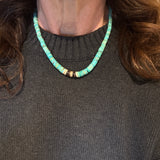 Gradual Turquoise Beaded Necklace with Diamond Center Bead