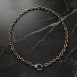 Round Rose Gold Link Chain Necklace with Diamond Clasp