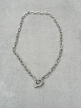 Sterling Silver Chain Necklace with Pave Diamond Toggle Clasp