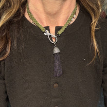 Braided Leather Necklace with Large Pave Diamond Lobster Claw Clasp