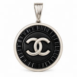 Repurposed Black Chanel Button Pendant