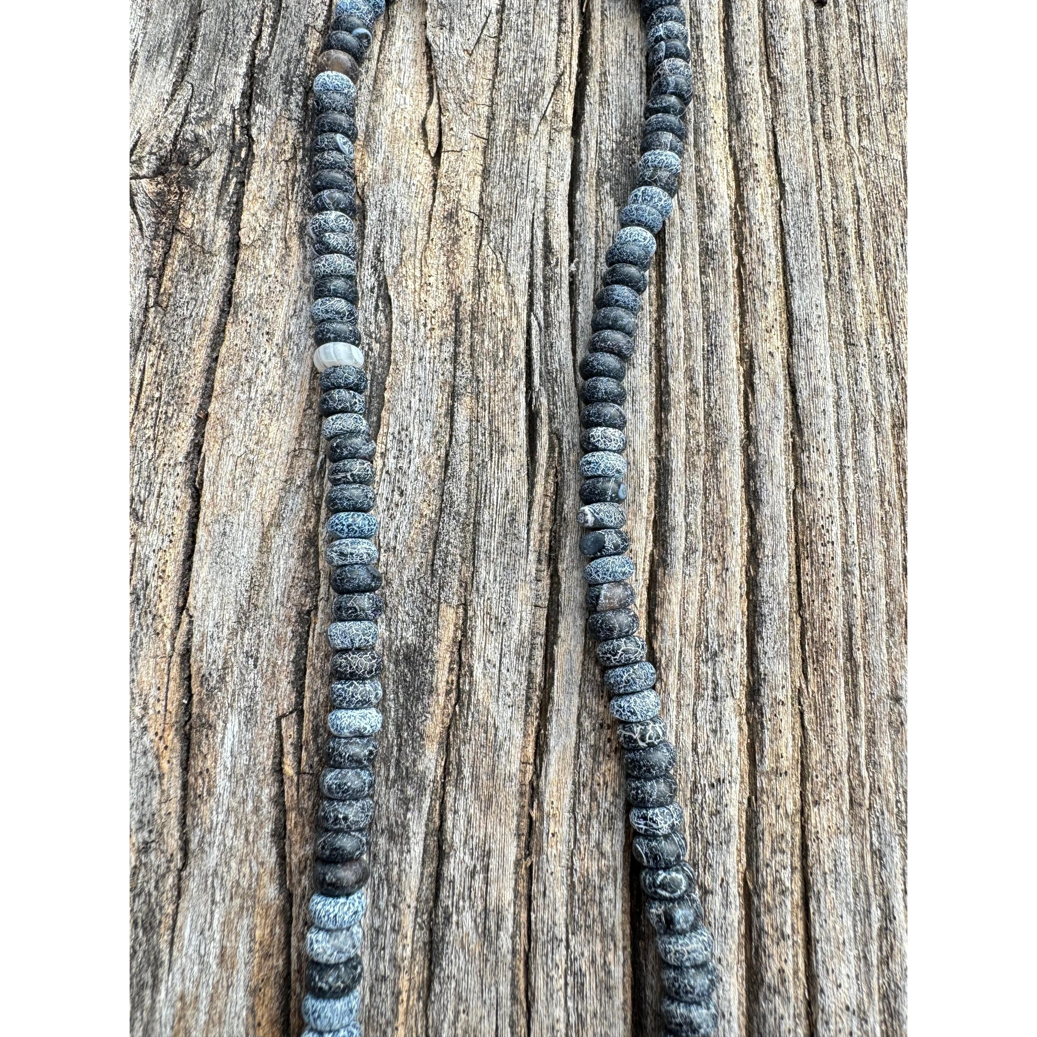 Blue Matte Fire Agate Beaded Necklace with Diamond Clasp