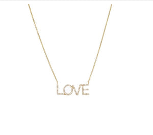 14k Gold LOVE Necklace with Diamonds