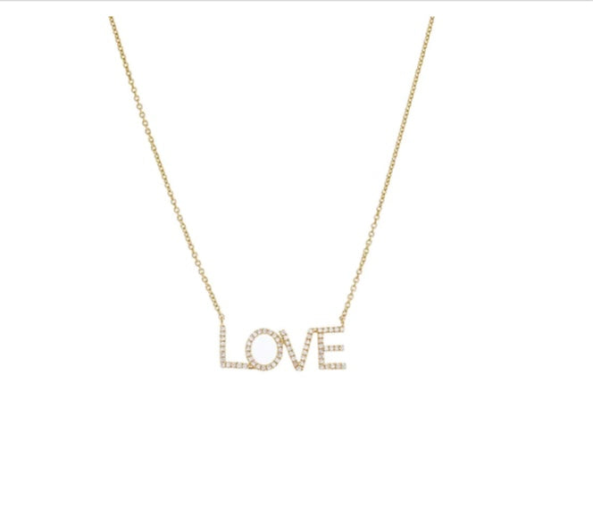 14k Gold LOVE Necklace with Diamonds