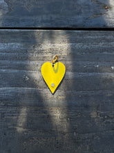 Enamel and Gold Heart with Pave Diamond Pendant
