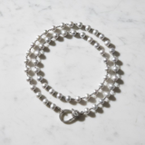 Fresh Water Pearl Beaded Necklace with Pave Diamond Clasp