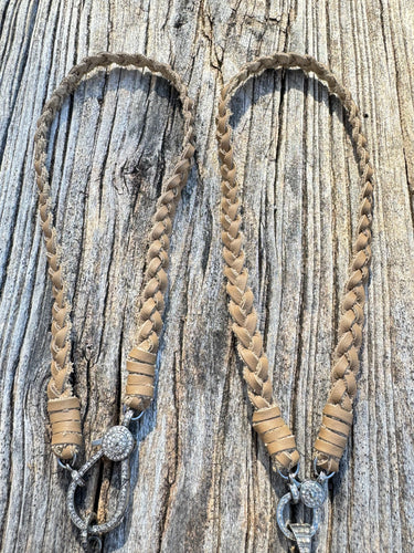 Deerskin Braided Leather Choker with Pave Diamond Clasp