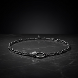 Sterling Silver Long and Round Link Necklace with Pave Diamond Clasp