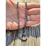 Sterling Silver Long and Round Link Necklace with Pave Diamond Clasp