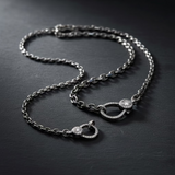 Sterling Silver Oval Link with Diamond Cut Edges with Pave Diamond Clasp
