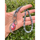 Blue Matte Fire Agate Beaded Necklace with Diamond Clasp
