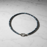 Blue Matte Fire Agate Beaded Necklace with Diamond Clasp