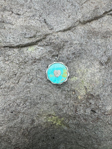 Kingman Turquoise with Pave Diamond Heart Pendant