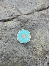 Kingman Turquoise with Pave Diamond Heart Pendant