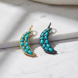 Turquoise and Diamond Crescent Moon Pendant