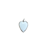 White Agate Teardrop Heart with Pave Diamond Border Pendant