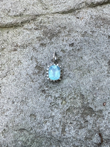 Aquamarine with Pave Diamonds Pendant