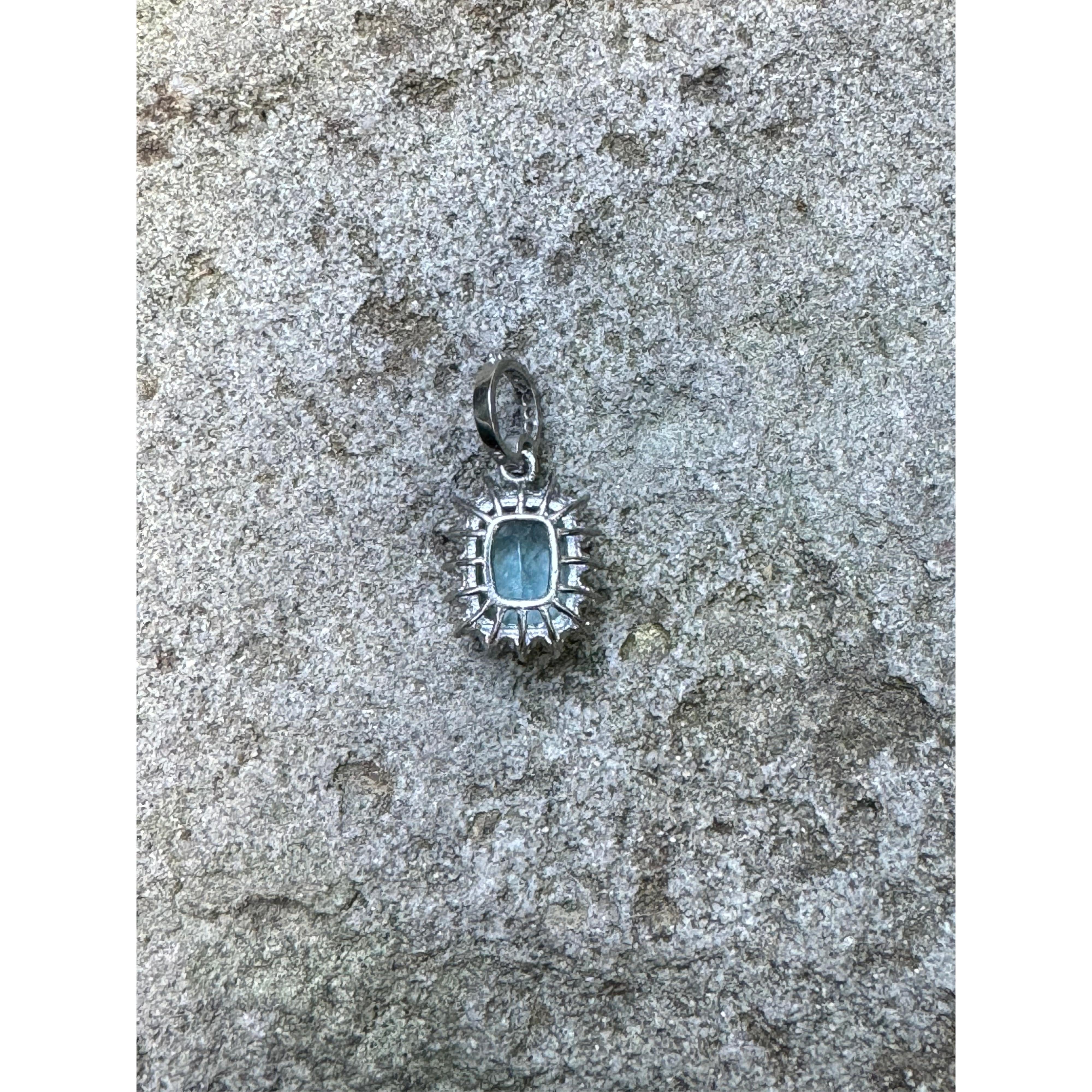 Milky Aquamarine with Pave Diamonds Pendant