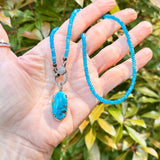 Apatite Beaded Heishi Necklace with Diamond Clasp