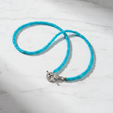 Apatite Beaded Heishi Necklace with Diamond Clasp