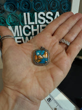 Turquoise Square with Pave Diamond Border Pendants